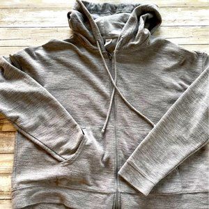Grey Terry Cotton Jersey Cropped Long Sleeve Hoodie Size M